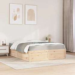 Vidaxl Lit avec matelas 140x200 cm bois massif de pin