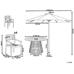 Avis Beliani Table avec chaises et parasol AGELLO Bois Bois clair