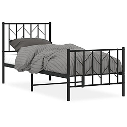 Maison Chic Cadre/structure de lit métal et tête de lit + pied de lit pour adulte - Lit Moderne Chambre noir 75x190 cm -MN64903