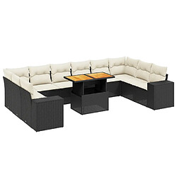 Maison Chic Salon de jardin 11 pcs avec coussins, Ensemble Tables et chaises d'extérieur noir résine tressée -GKD726611