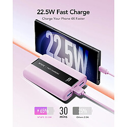 Avis SANAG Batterie Externe 20000Mah Qc 22.5W Mini Power Bank Usb C Charge Rapide En Pd 20W Batterie Portable Avec 3 Ports Usb Sortie Et Led Display Pour Samsung, Iphone,Huawei,Xiaomi Etc (Violet)