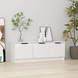 Maison Chic Meuble TV scandinave - Banc TV pour salon Blanc brillant 102x35x36,5 cm Bois d'ingénierie -MN82732