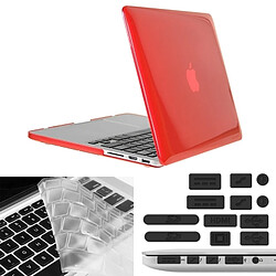 Wewoo Housse Étui rouge pour Macbook Pro Retina 13,3 pouces Chapeau-Prince 3 en 1 Crystal Hard Shell En Plastique Boîtier de Protection avec Clavier Guard & Port Dust Plug