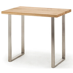 Pegane Table haute en acier et chêne sauvage - Longueur 120 x Hauteur 107 x Profondeur 80 cm