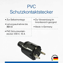 Fiche à contact de protection as - Schwabe 62222 PVC 230 V noir 1 pc(s)