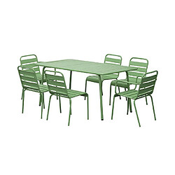 Mes Ensemble table + 4 chaises + 2 fauteuils en métal vert - BACA