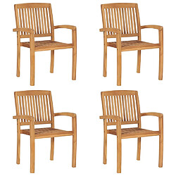 vidaXL Chaises de jardin empilables lot de 4 Bois de teck solide