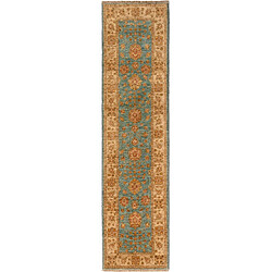 Vidal Tapis de couloir en laine 248x61 vert Ziegler pas cher