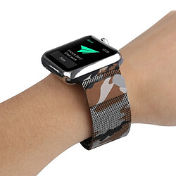 Wewoo Bracelet de montre bracelet en acier imprimé pour Apple Watch séries 3 et 2 & 1 38 mm (café camouflage) pas cher