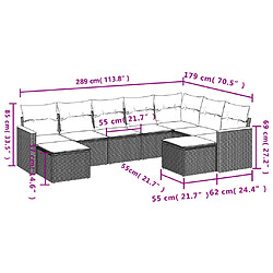 Avis Maison Chic Salon de jardin 9 pcs avec coussins | Ensemble de Table et chaises | Mobilier d'Extérieur noir résine tressée -GKD50794