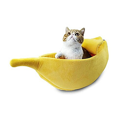 Wewoo Panier pour chien ou Chat Coussin Creative Litière chats en forme de bananehiverchaud animaux de compagnietaille M jaune