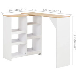 vidaXL Table de bar avec tablette amovible Blanc 138x39x110 cm pas cher