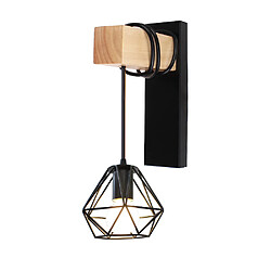 Stoex Applique murale en fer bois , Créative Lustre suspension rétro cage en forme diamant moderne salon chambre cuisine noir