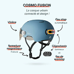 Cosmo Connected Cosmo Fusion Casque Intelligent Vélo et Trottinette avec Visière Unisex-Adult, Bleu Mat, Taille Unique