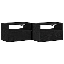 vidaXL Tables de chevet murales 2 pcs noir 45x26x28,5 cm