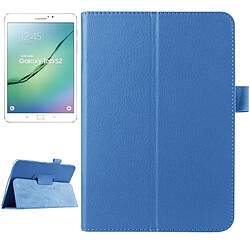 Wewoo Housse Étui bleu pour Samsung Galaxy Tab S2 8.0 / T715 Litchi Texture Horizontal Flip couleur solide Smart Case en cuir avec deux pliage titulaire & Fonction veille / réveil