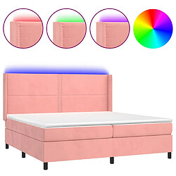 vidaXL Sommier à lattes de lit matelas et LED Rose 200x200 cm Velours