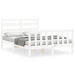 Maison Chic Cadre/structure de lit avec tête de lit pour adulte - Lit Moderne Chambre blanc petit double bois massif -MN11239