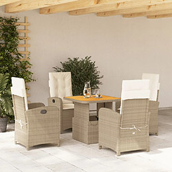 vidaXL Ensemble à manger de jardin avec coussins 5pcs Beige poly rotin