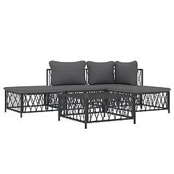 Avis Maison Chic Salon de jardin 5 pcs avec coussins - Table et chaises d'extérieur - Mobilier/Meubles de jardin Moderne anthracite acier -MN95255