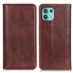 Etui en PU texture litchi, anti-rayures, auto-absorbée avec support marron pour votre Motorola Edge 20 Lite