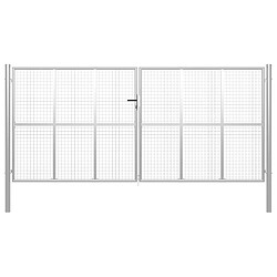 vidaXL Porte de jardin Acier galvanisé 415x225 cm Argenté