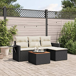 Maison Chic Salon de jardin 5 pcs avec coussins | Ensemble de Table et chaises | Mobilier d'Extérieur noir résine tressée -GKD26923