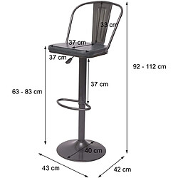 Decoshop26 2x tabourets de bar en synthétique gris et métal noir style industrielle hauteur réglable TDB04054 pas cher