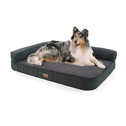 Canapé pour Chien - Brunolie Odin , lavable, orthopédique et antidérapant - Taille L (120 x 80 x 12 Cm) - Gris foncé