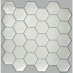 Thedecofactory STICK TILE - Sticker - Carrelage mural faïence adhésive motifs hexagones blancs - 4 plaques 26x26cm