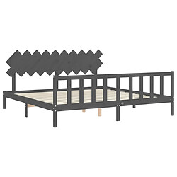 Maison Chic Lit adulte - Cadre Structure de lit avec tête de lit Contemporain gris 200x200 cm bois massif -MN33169 pas cher