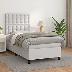 vidaXL Sommier à lattes de lit avec matelas Blanc 80x200 cm Similicuir