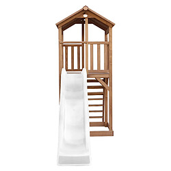 AXI Beach Tower Aire de Jeux avec Toboggan en BLANC & Bac à Sable | Grande Maison enfant extérieur en marron | Cabane de Jeu en Bois FSC