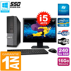 PC DELL 3020 SFF Ecran 19" Core I5-4570 RAM 16Go Disque 240 Go SSD Wifi W7 - Occasion