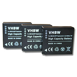 vhbw 3x batterie compatible avec Panasonic Lumix DMC-TZ90, DMC-TZ91, DMC-TZ96, DMC-GX7, DMC-GF6 appareil photo APRN (750mAh, 7,2V, Li-ion)