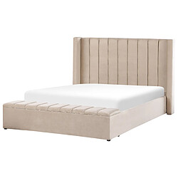 Beliani Lit double en velours beige avec banc coffre 160 x 200 cm NOYERS pas cher