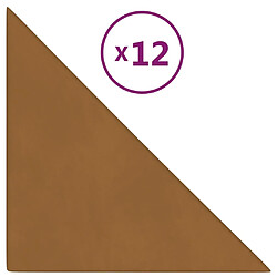 vidaXL Panneaux muraux 12 pcs Marron 30x30 cm Velours 0,54 m²