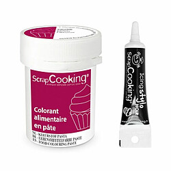 Scrapcooking Colorant alimentaire en pâte 20 g Prune + Stylo de glaçage noir