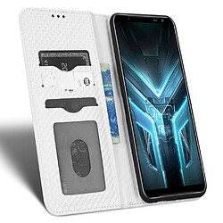 Etui en PU grille de texture, fermeture automatique magnétique avec support pour votre Asus ROG Phone 3 Strix/ROG Phone 3 ZS661KS - blanc