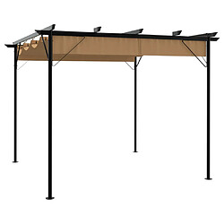 vidaXL Pergola avec toit rétractable taupe 3x3 m acier 180 g/m²