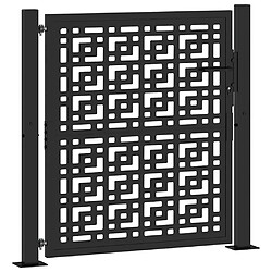 vidaXL Portail de jardin noir 105x105 cm acier conception croisée