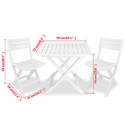 vidaXL Ensemble de bistro pliable 3 pcs Plastique Blanc pas cher