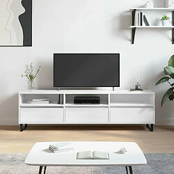 Maison Chic Meuble TV scandinave - Banc TV pour salon blanc brillant 150x30x44,5 cm bois d'ingénierie -MN50029