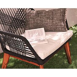 Acheter Bestmobilier Izao - salon bas de jardin 2 places + table mosaïque - en corde et bois - coussins beiges