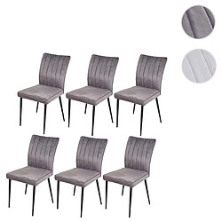 Mendler Lot de 6 chaises de salle à manger HWC-K16, chaise de cuisine, velours métal ~ gris foncé