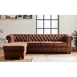 Lisa Design Winston - Canapé d'angle Chesterfield - 4 places - style industriel - gauche