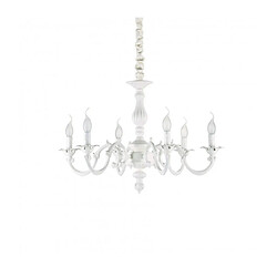 Ideal Lux Chandelier sans abats jours Justine Métal blanc 6 ampoules 62cm