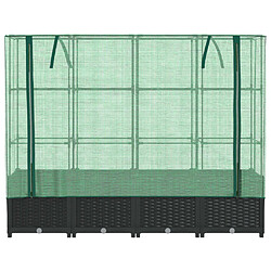 Avis vidaXL Jardinière surélevée avec housse aspect rotin 160x40x138 cm