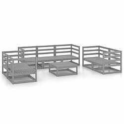 Maison Chic Salon de jardin 8 pcs - Table et chaises d'extérieur - Mobilier/Meubles de jardin Moderne Gris Bois de pin massif -MN56961