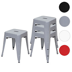 Mendler 4x tabouret HWC-A73 en métal, design industriel, empilable ~ gris